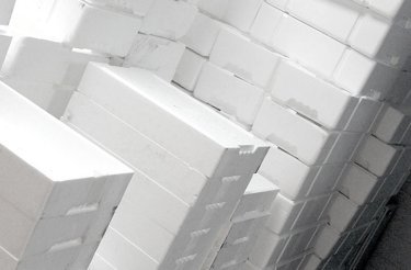 polystyrene boxes stacked