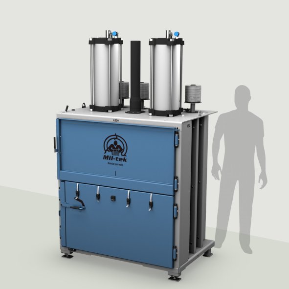 A509-2026 - cardboard baler & plastic baler - blue machine - grey background - Australia