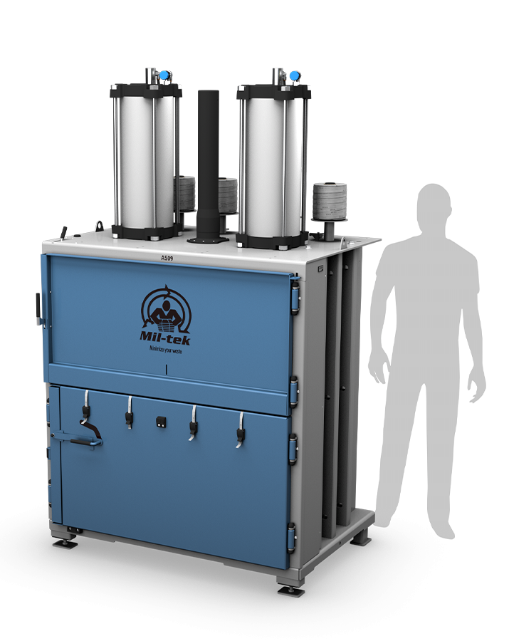 A509-2026-blue-and-gray-cardboard-and-plastic-compactor-Mil-tek-Australia